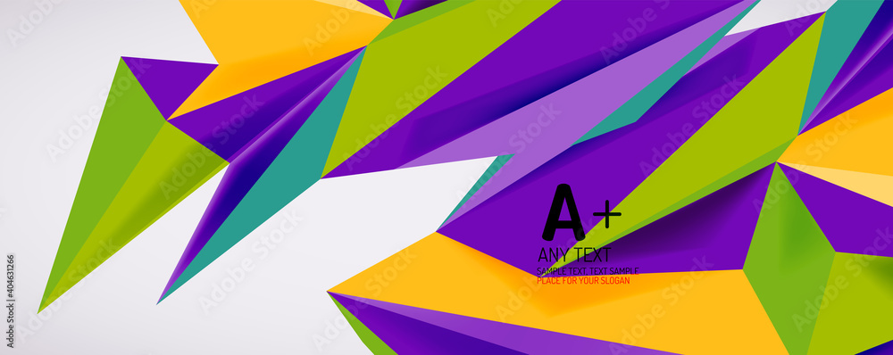 Vector triangle geometric backgrounds. Low poly 3d shape on light backdrop. Vector illustration for covers, banners, flyers and posters and other designs Vector triangle geometric backgrounds. Low poly 3d shape on light backdrop. Vector illustration for covers, banners, flyers and posters and other designs