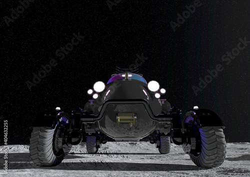 lunar roving vehicle on the moon front view