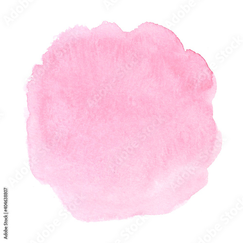 Watercolor spot of tender pink color in the form of a circle. Can be used for various decoration work