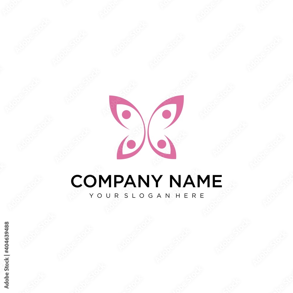 Butterfly logo design template with line art Butterfly logo design template with line art
