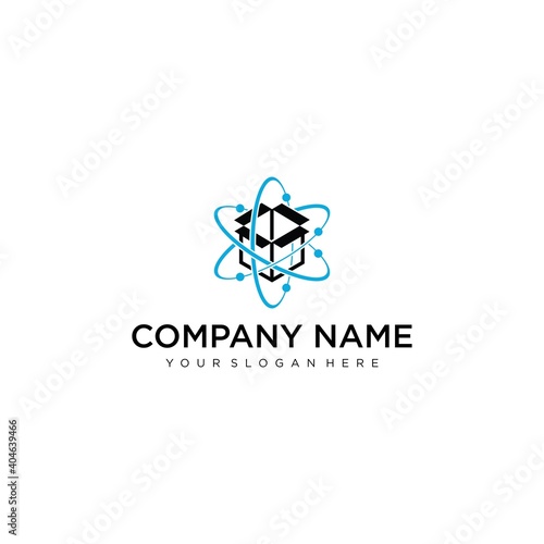 Cubic logo. Modern line art icon brand for technology cube