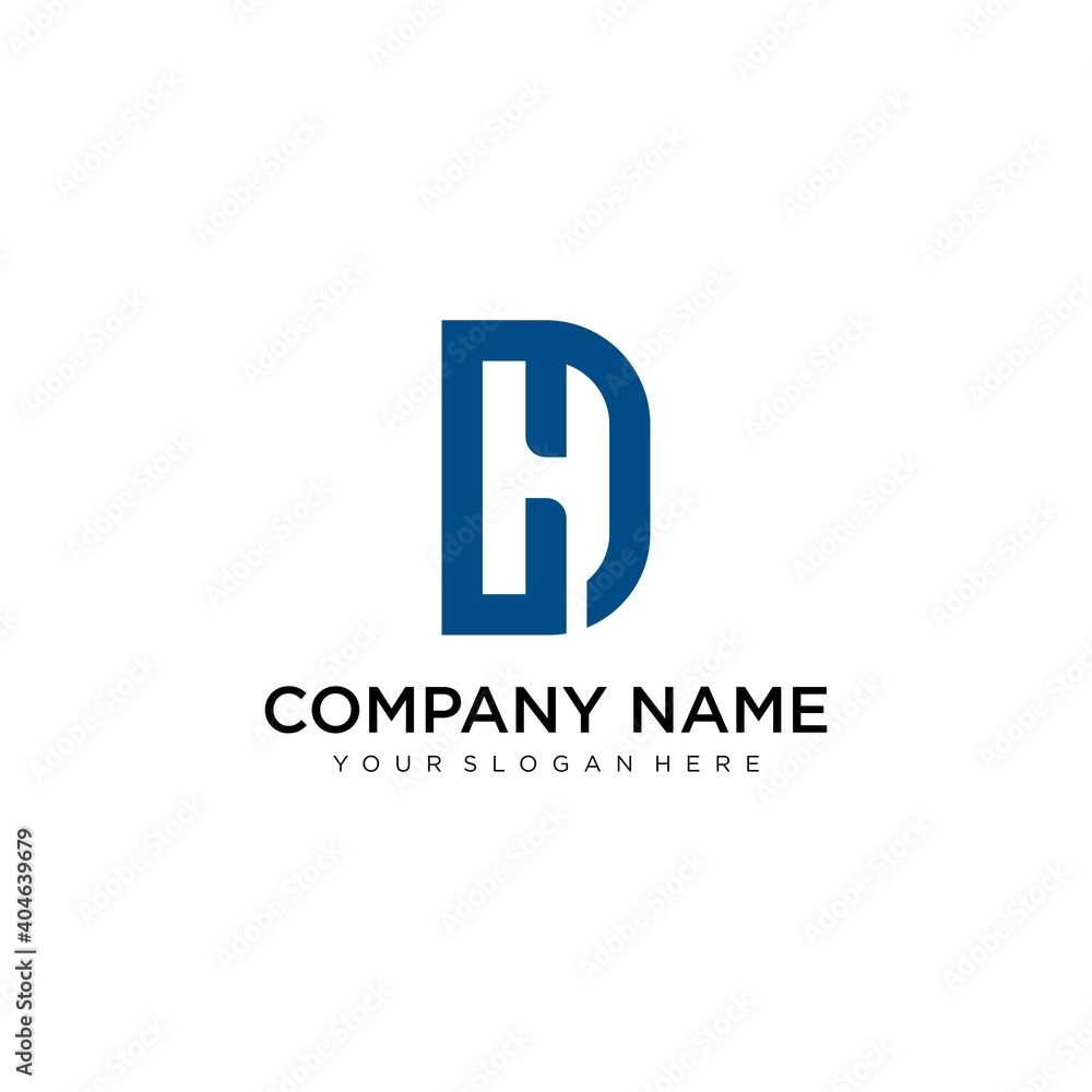 DH initial letter logo design template vector