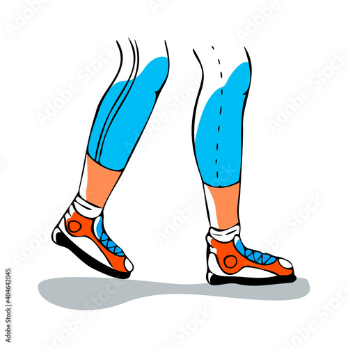 Vector drawn illustration with legs running woman.