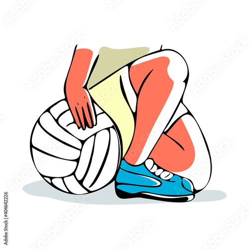 Vector drawn isolated image feet, volleyball ball