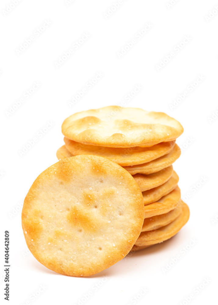 Golden Baked Pita Crackers on a White Background Golden Baked Pita Crackers on a White Background
