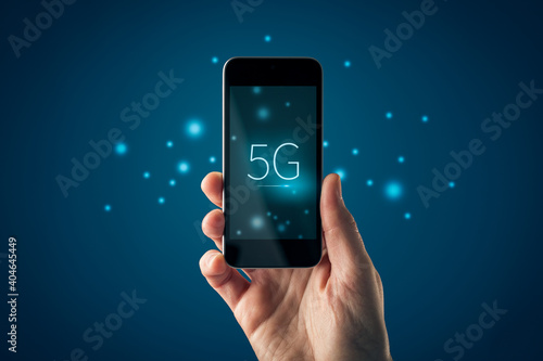 5G internet connection smart phone concept