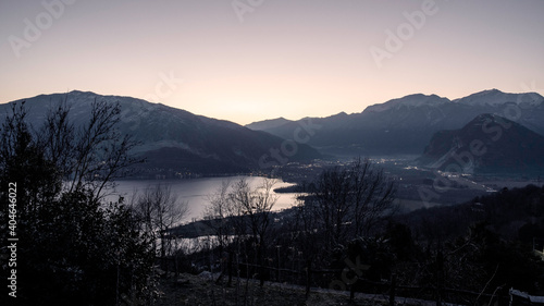 Fotografia serale del Lago Maggiore scattata da Cavandone, Verbania, Lago Maggiore, Piemonte, Italia. photo