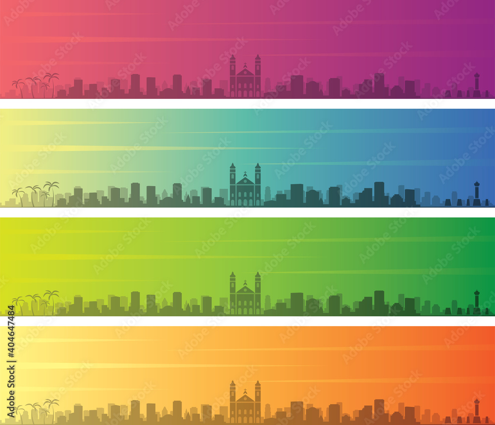 Maceio Multiple Color Gradient Skyline Banner