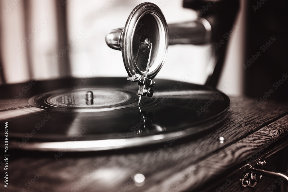Close-up Of Vintage Record Player Needle - obrazy, fototapety, plakaty 