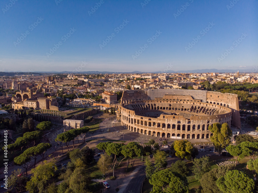 Vistas aéreas del coliseo romano