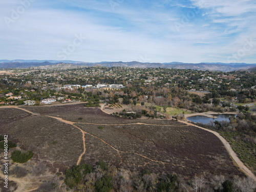 Aerial view of Kit Carson Park, municipal park in Escondido, California, USA