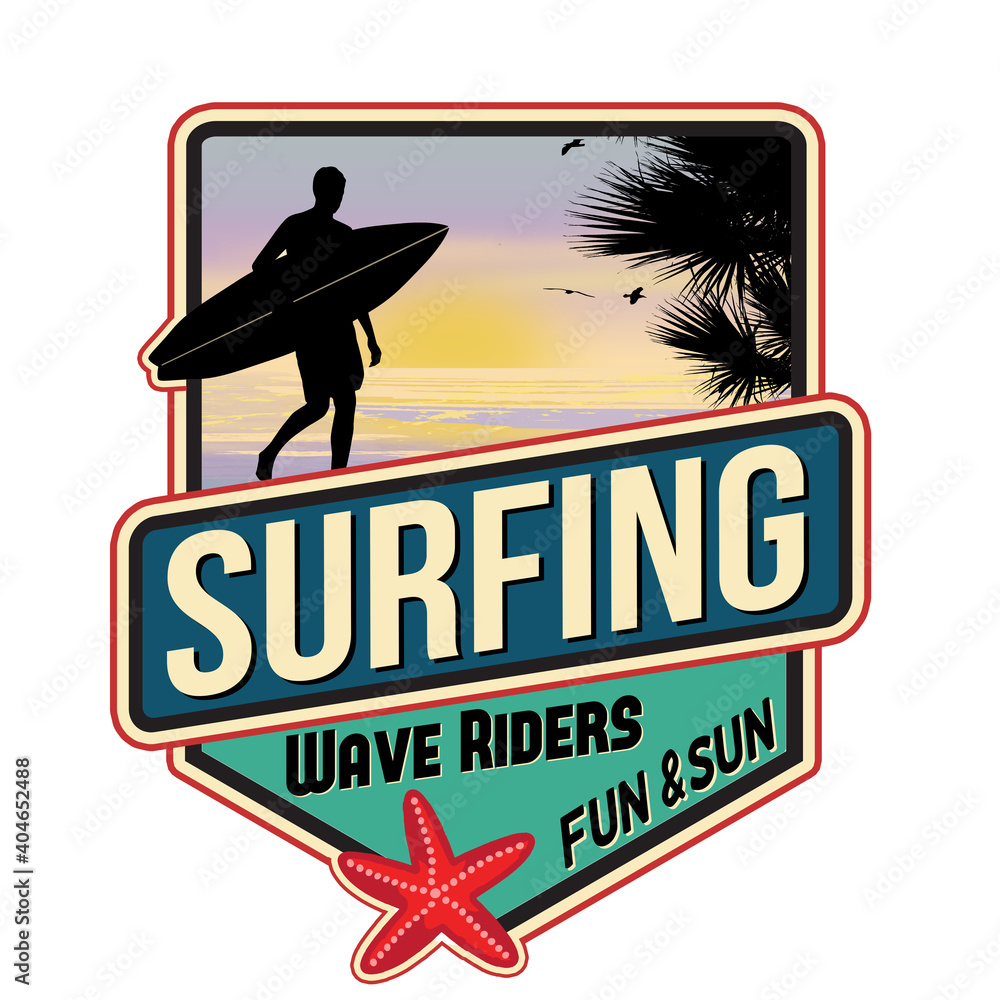 Fotografie Surfing travel sticker
