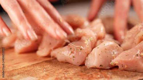 Making of chicken nuggets. Suitable for commercial advertisement. photo