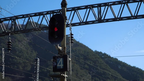 Traffic light at Sillim train station, Wonju, South Korea photo