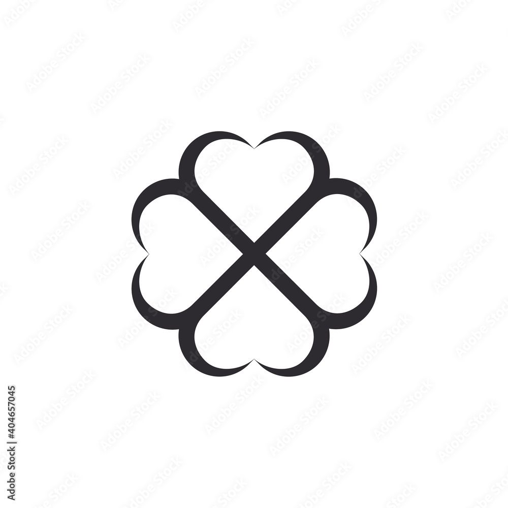 St. Patrick's day symbol. Love symbol. Heart icon. Vector heart. Love symbol. Logo template. Symbol of good luck. Four leaf clover. Heart. Valentine's Day sign. St. Patrick's day symbol. Love symbol. Heart icon. Vector heart. Love symbol. Logo template. Symbol of good luck. Four leaf clover. Heart. Valentine's Day sign.