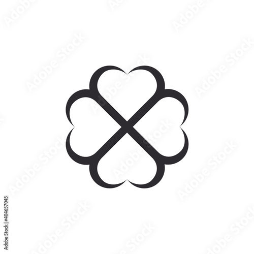 St. Patrick's day symbol. Love symbol. Heart icon. Vector heart. Love symbol. Logo template. Symbol of good luck. Four leaf clover. Heart. Valentine's Day sign. 