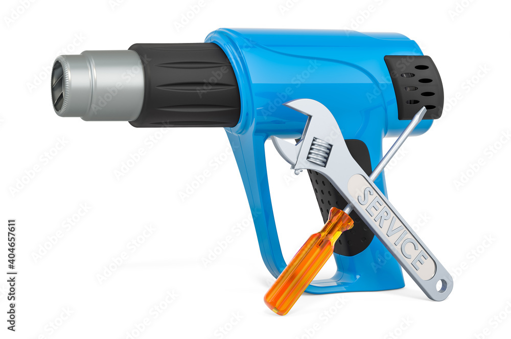 Service and repair of heat gun, 3D rendering Service and repair of heat gun, 3D rendering