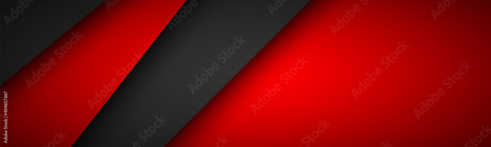Black and red overlay layers header. Modern material design banner. Vector illustration corporate template