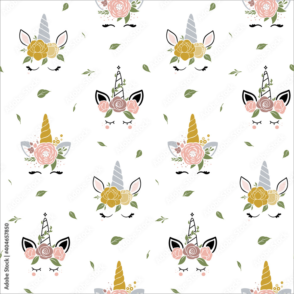 Seamless pattern with unicorn faces Seamless pattern with unicorn faces