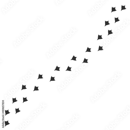 Vector black flat duck or goose foot print path isolated on white background