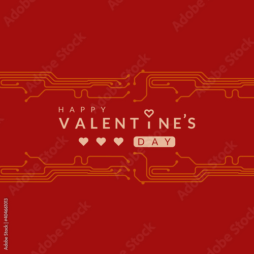 Valentine s day background with printed circuit board design.