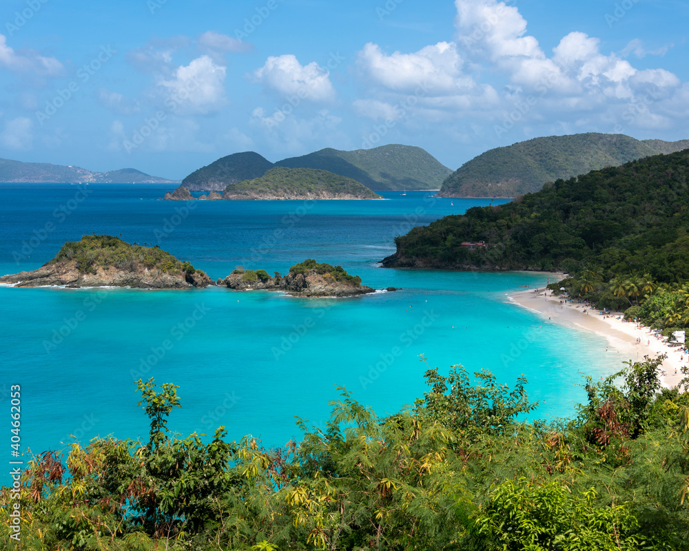 Naklejka premium Caribbean Island scene with crystal blue water