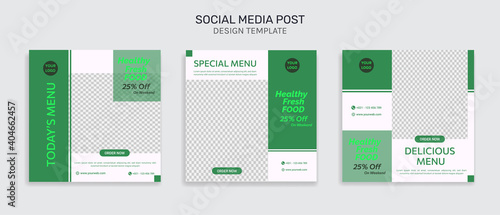 Social media instagram healthy food sale promotion and template post in green color style