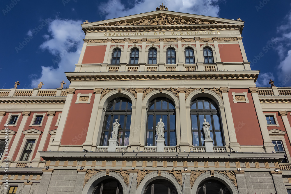 Building of Friends of the Music (Gesellschaft der Musikfreunde) or Musikverein concert hall - home of Vienna Philharmonic orchestra. Vienna, Austria. 