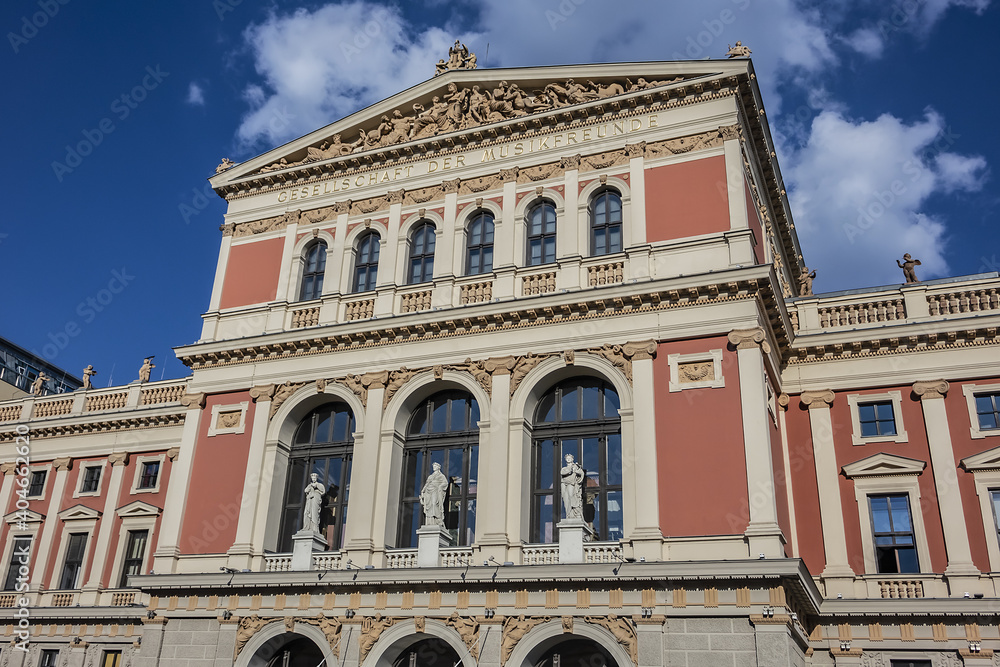 Building of Friends of the Music (Gesellschaft der Musikfreunde) or Musikverein concert hall - home of Vienna Philharmonic orchestra. Vienna, Austria. 
