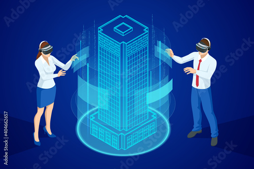 Isometric Construction Project Management, Architectural Project Planning, Development and Approval Web Banner or Landing Page. Scheme of House, Engineer industry. Construction Company Business