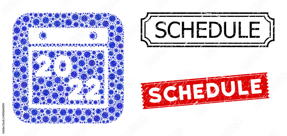 Vector mosaic 2022 calendar and grunge Schedule seal stamps. Mosaic ...