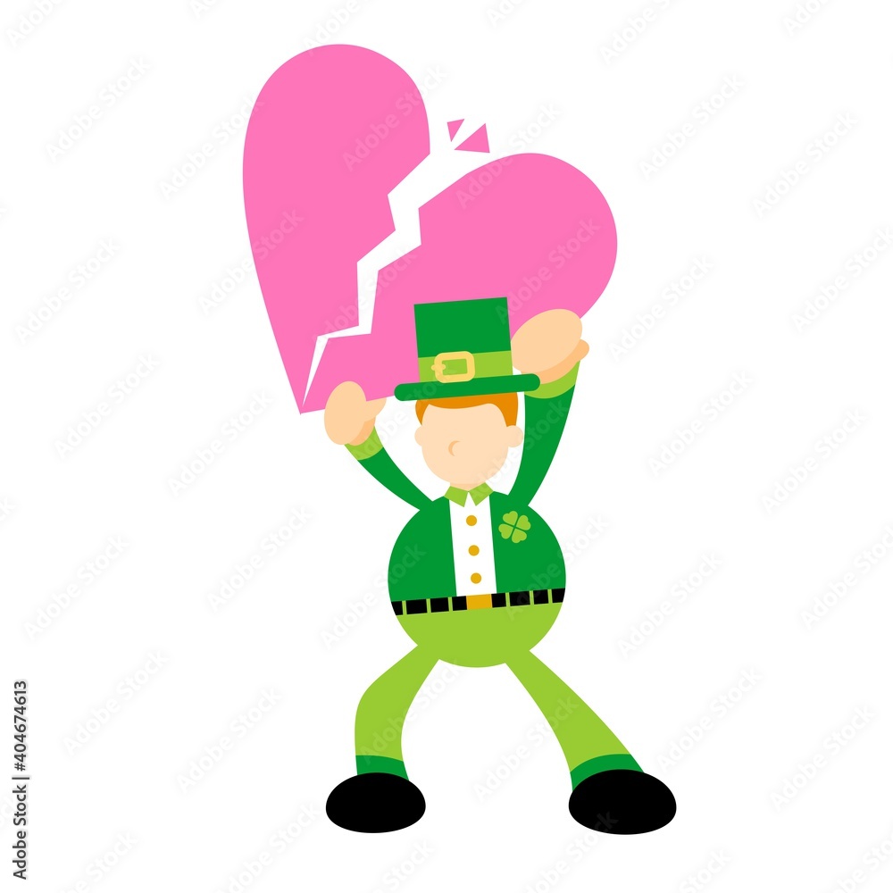 leprechaun sad heart love break cartoon doodle flat design style vector illustration leprechaun sad heart love break cartoon doodle flat design style vector illustration