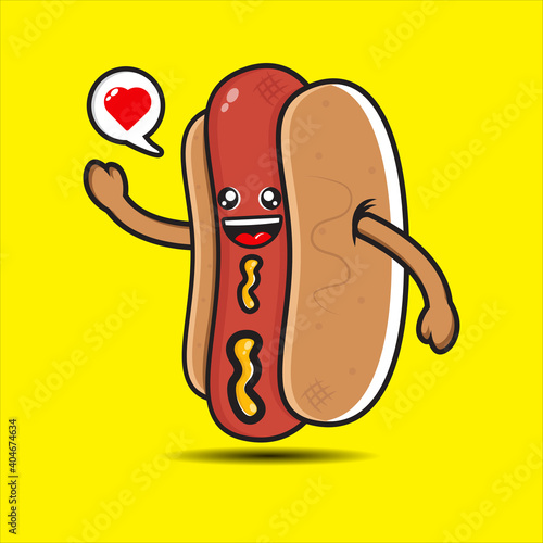 cute mascot hotdog vector design eps 10