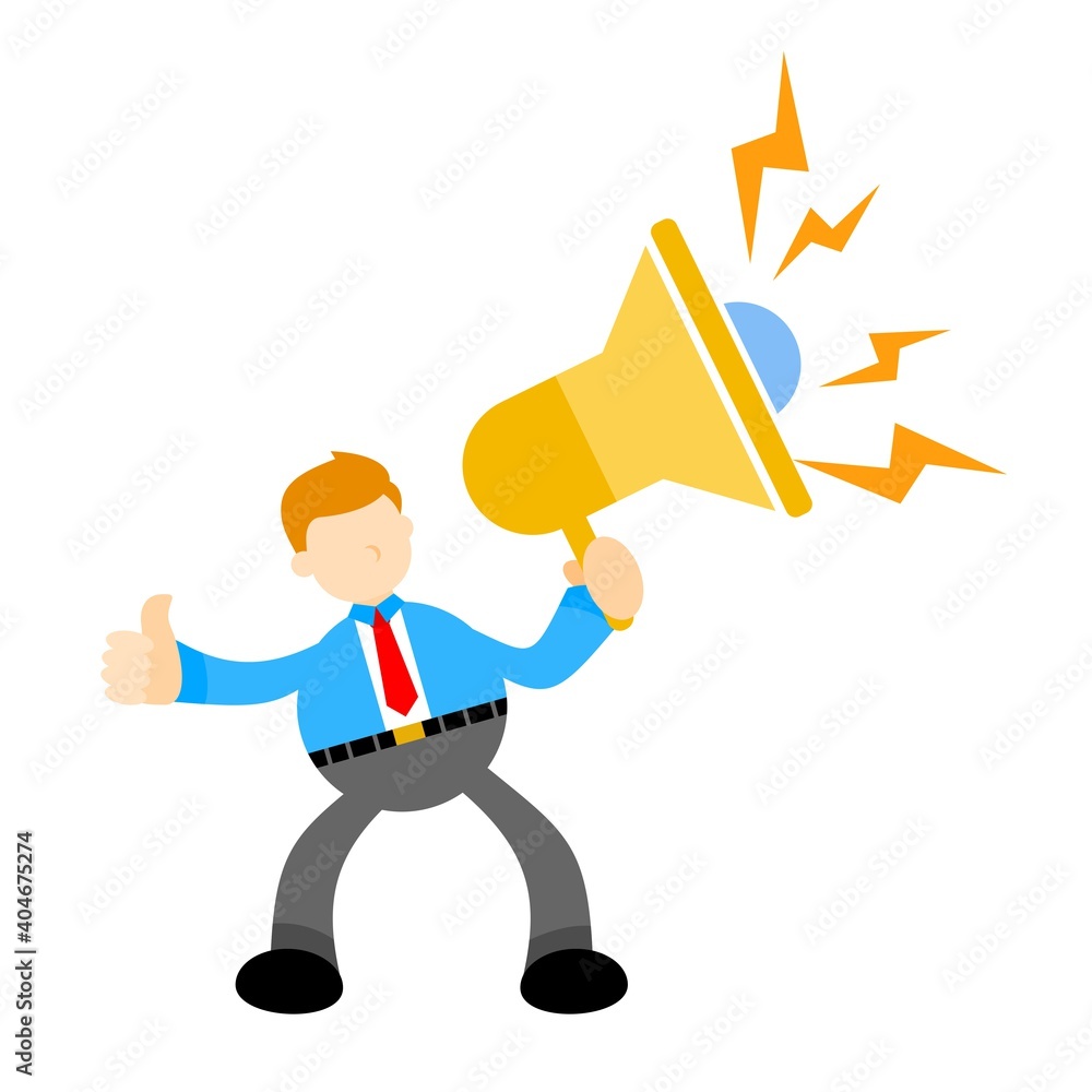 businessman worker announce loud speaker cartoon doodle flat design style vector illustration businessman worker announce loud speaker cartoon doodle flat design style vector illustration