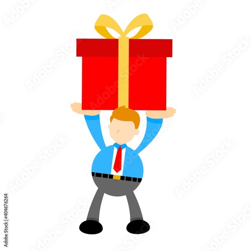 businessman love gift box cartoon doodle flat design style vector illustration