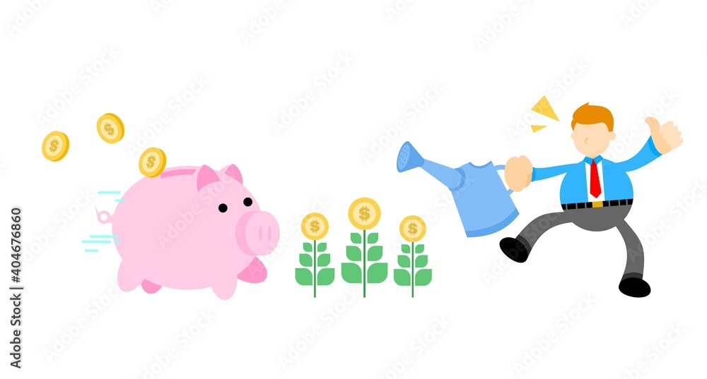 businessman and gold coin money dollar garden cartoon doodle flat design style vector illustration businessman and gold coin money dollar garden cartoon doodle flat design style vector illustration