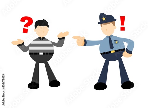 police angry burglar thief cartoon doodle flat design style vector illustration