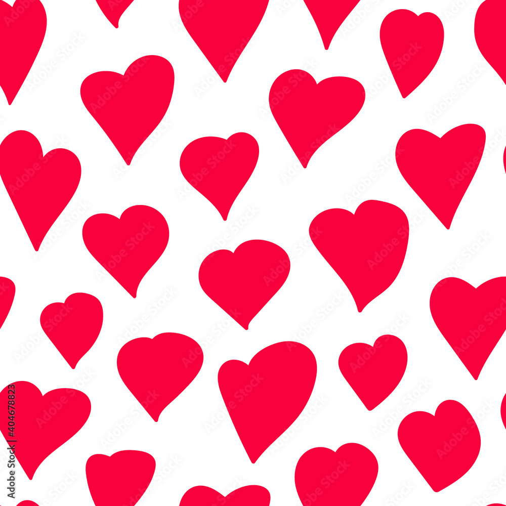 Hearts seamless pattern. Love vector patten on white background. Valentine's day greeting cards, wrapping paper, textile.