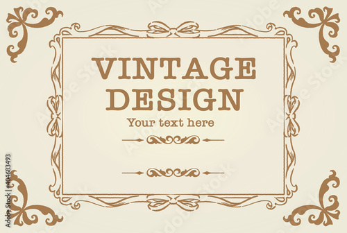 アンティークな装飾フレーム、飾り罫のデザイン。ベクター素材。
