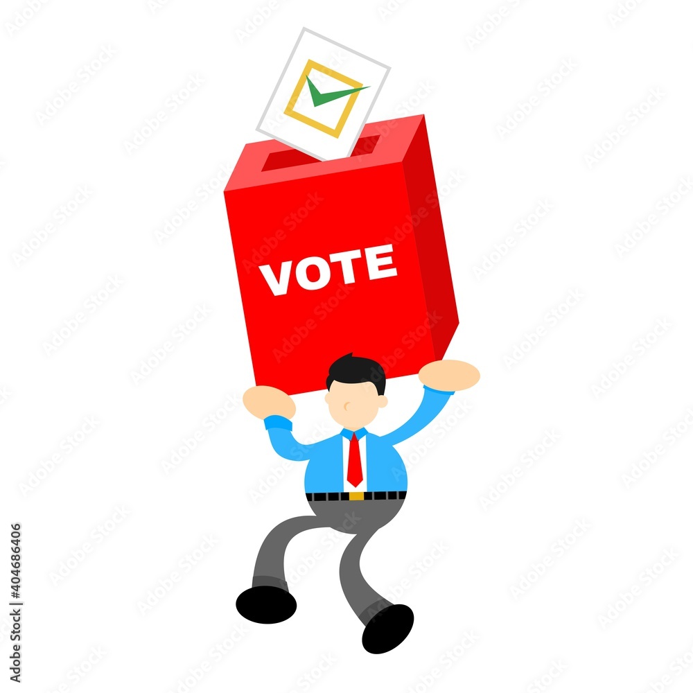 businessman and red vote box politic cartoon doodle flat design style vector illustration businessman and red vote box politic cartoon doodle flat design style vector illustration