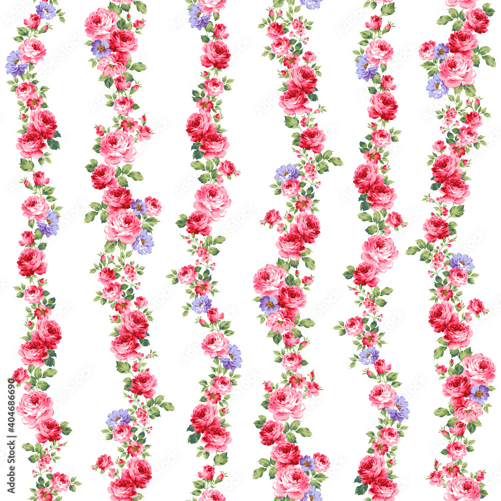 Beautiful rose vertical stripe seamless pattern, Beautiful rose vertical stripe seamless pattern,