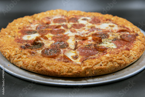 Cheesy crust and extra cheese pizza with pepperoni meat for this delicious meal.
