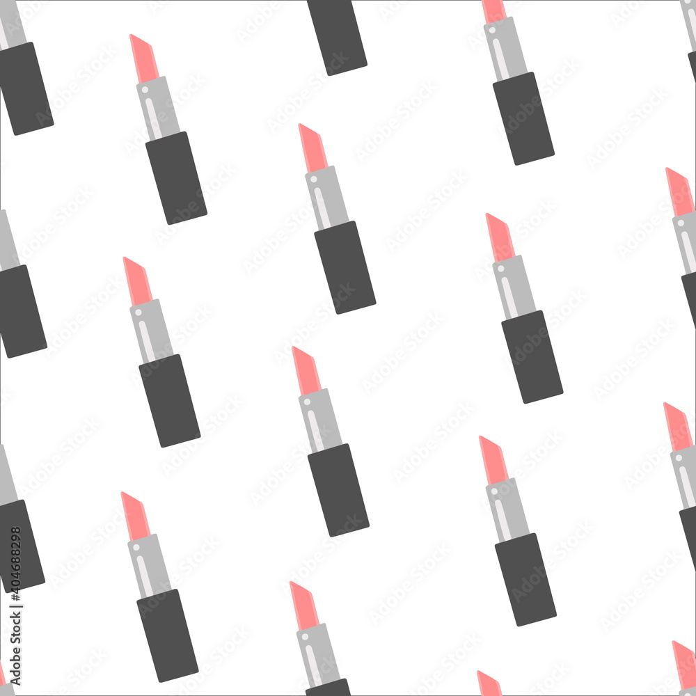 Obraz premium Vector seamless pattern with lipstick. The concept of care and make-up.