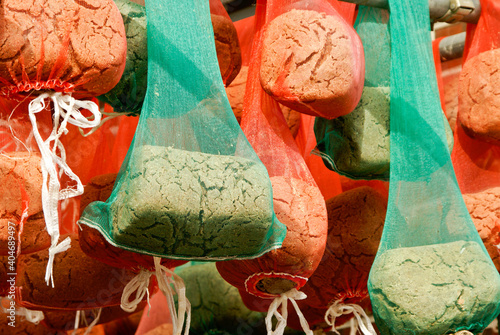 Dried bean paste for sale in Sunchang Traditional Gochujang Village, South Korea photo