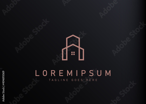 Elegant real estate logo design. Vector illustration of minimalist home and building icon design. Modern logo design line icon template
