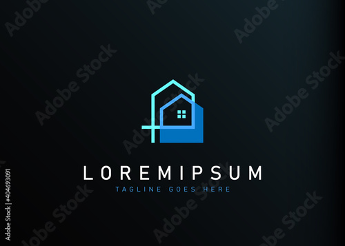 Abstract residence logo design. Vector illustration of abstract real estate home house. Modern logo design line icon template