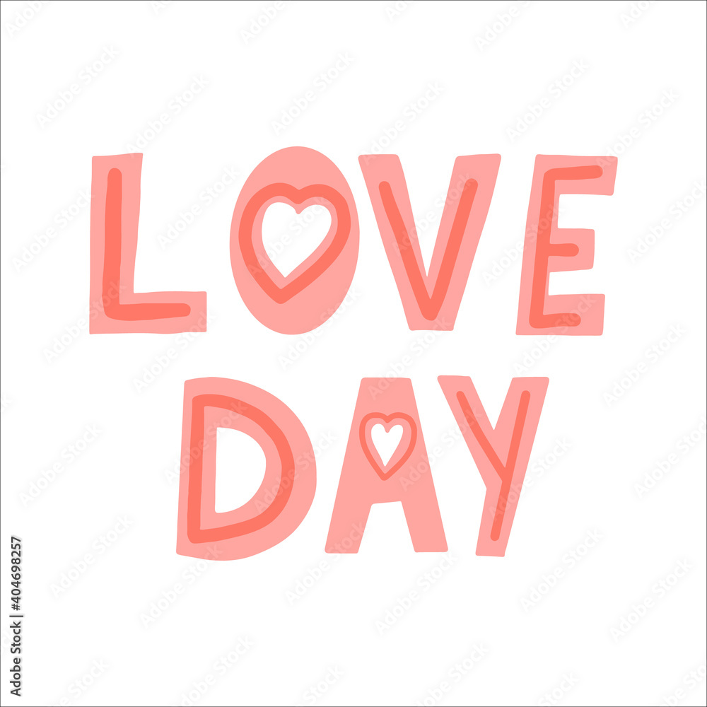 Postcard with lettering for Valentine's Day. Postcard with lettering for Valentine's Day.