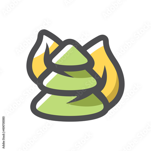 Burning forest Wildfire disaster Vector icon Cartoon illustration