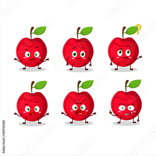 Fototapeta Naklejka Na Ścianę i Meble -  Cartoon character of cherry with what expression