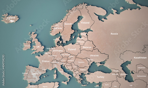 Europe map illustration. map of the world with a country name.